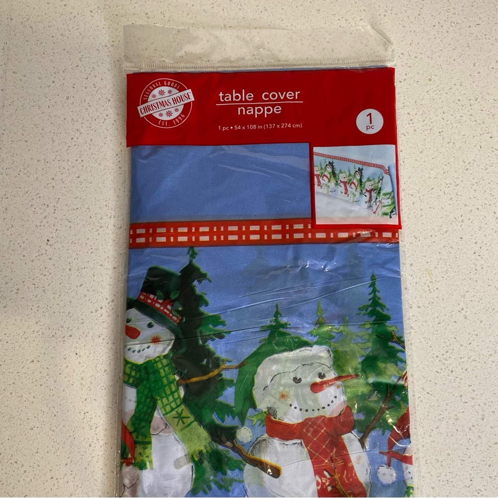 Christmas House | Holiday Table Cover Linen Dining Christmas Hanukkah Winter
